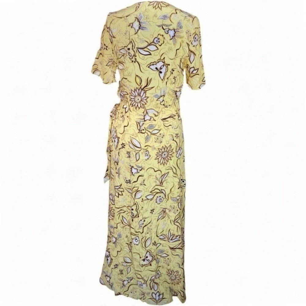 The Kooples Paris Yellow Floral Silky Dress Asymmetrical Ruffle Small NWT $320 - Picture 7 of 8